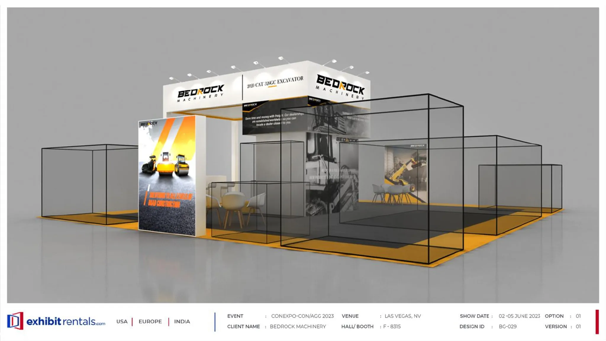 40x40 Island booth design by Exhibit-Rentals